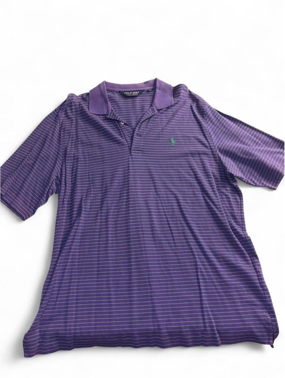 Polo Golf Ralph Lauren Men's Size L Purple & Green Striped Pima Cotton Polo